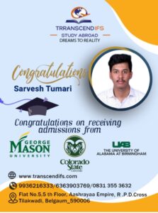 Sarvesh Tumari Student of Trranscend IFS